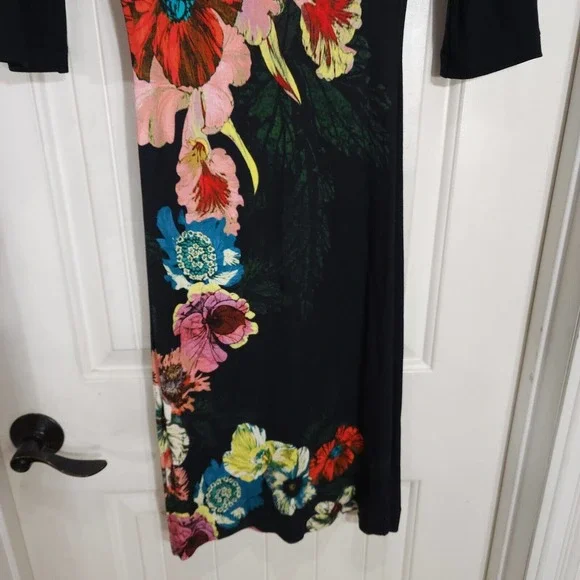 Erdem Womens Dress Allegra Red Black Floral 3/4 Sleeve Knee Length Bodycon 2 XS - Picture 4 of 10